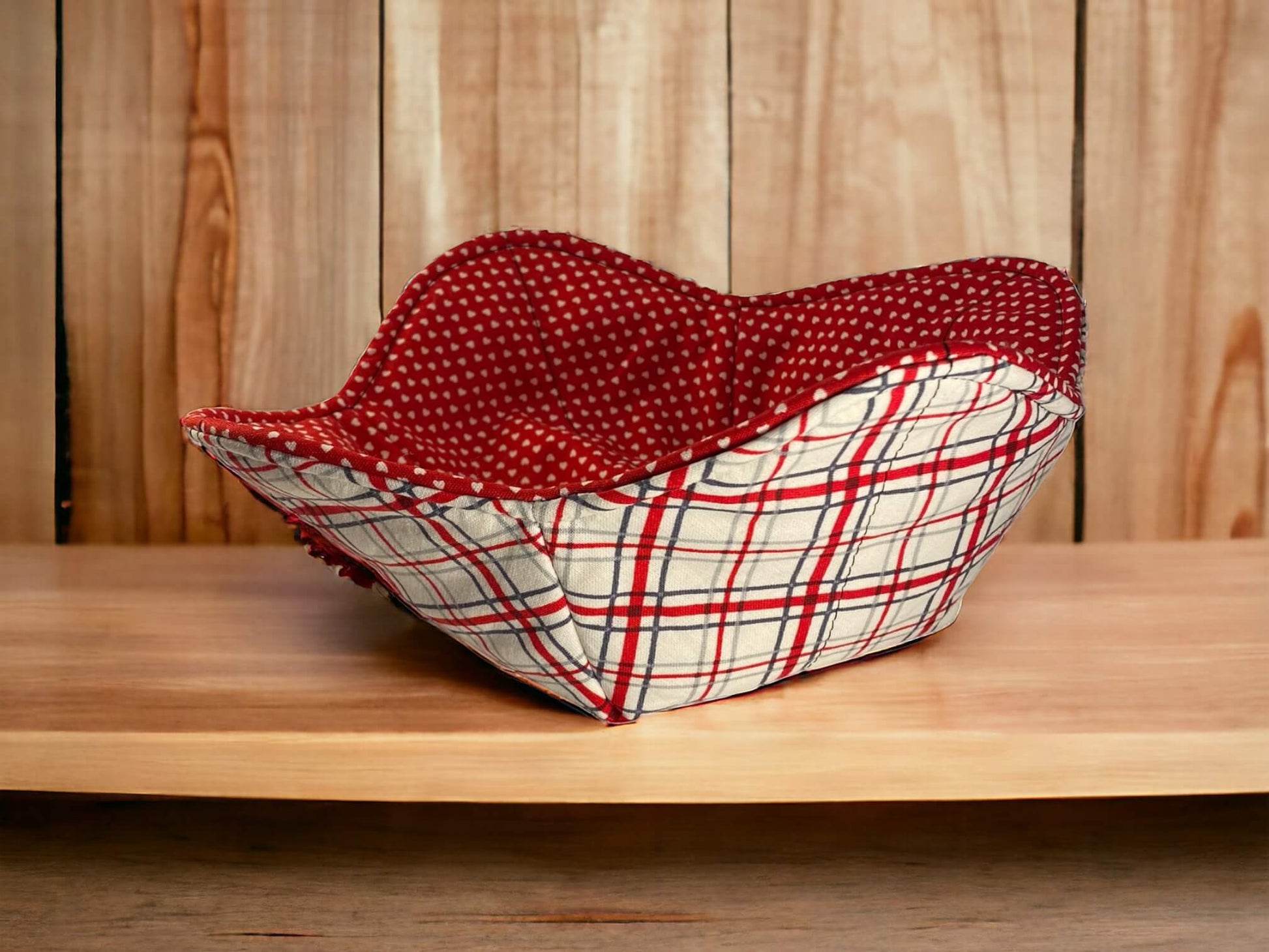 Red Plaid & Heart Microwave Bowl Cozy