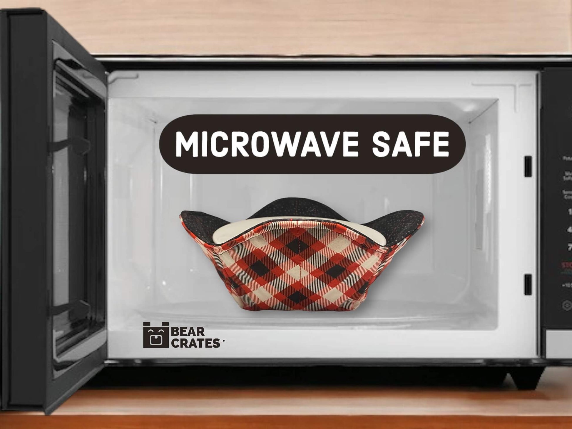 Unique Red White & Black Plaid College Dorm Gift, Microwave Bowl Cozy