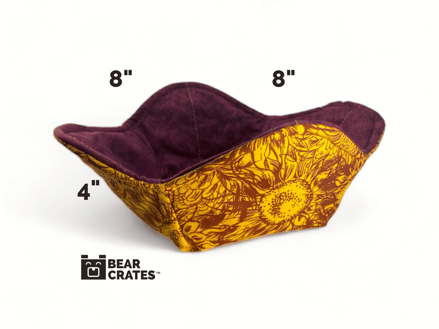 Maroon & Gold Sunflower Fabric Bowl Cozy for Microwave