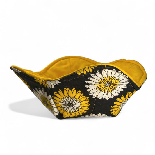 Yellow & Black Flower Bowl Cozy for Microwave