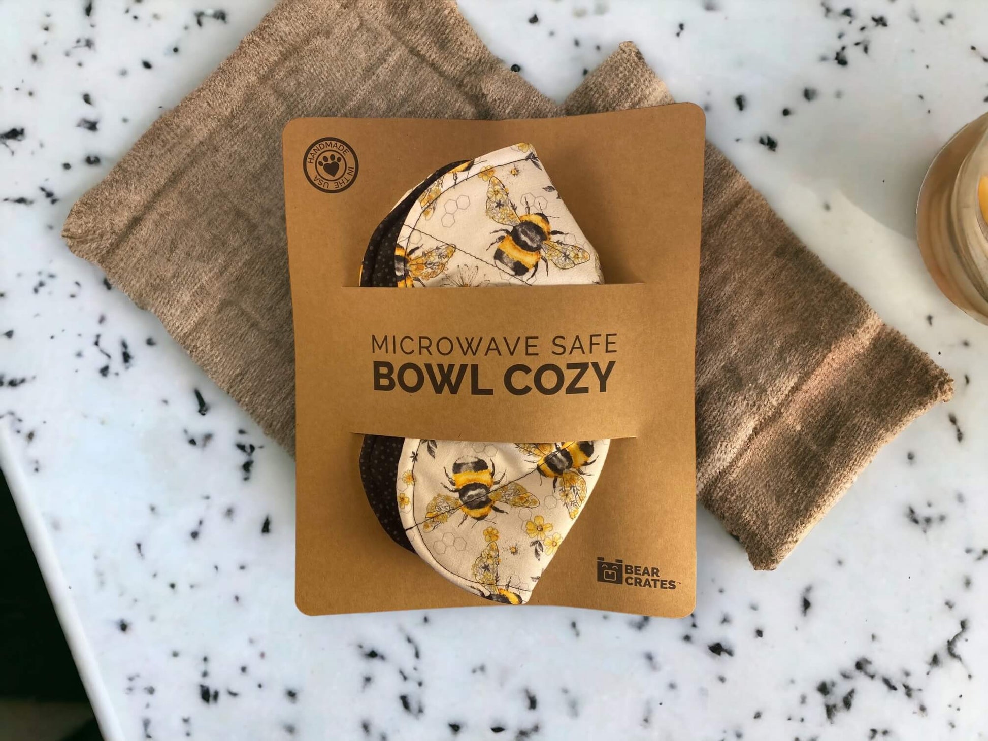 Microwave Bowl Cozy With Bee Fabric