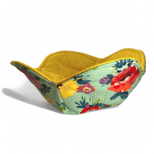 Blue Floral Bowl Cozy for Microwave