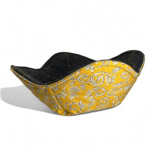 Gold & Black Swirling Floral Bowl Cozy for Microwave