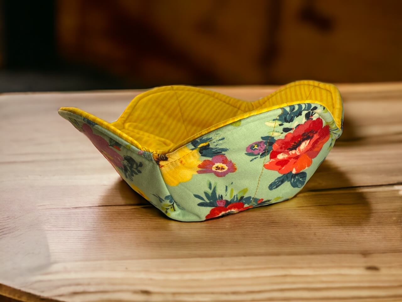 Gorgeous Blue Floral Bowl Cozy with Pioneer Woman Fabric