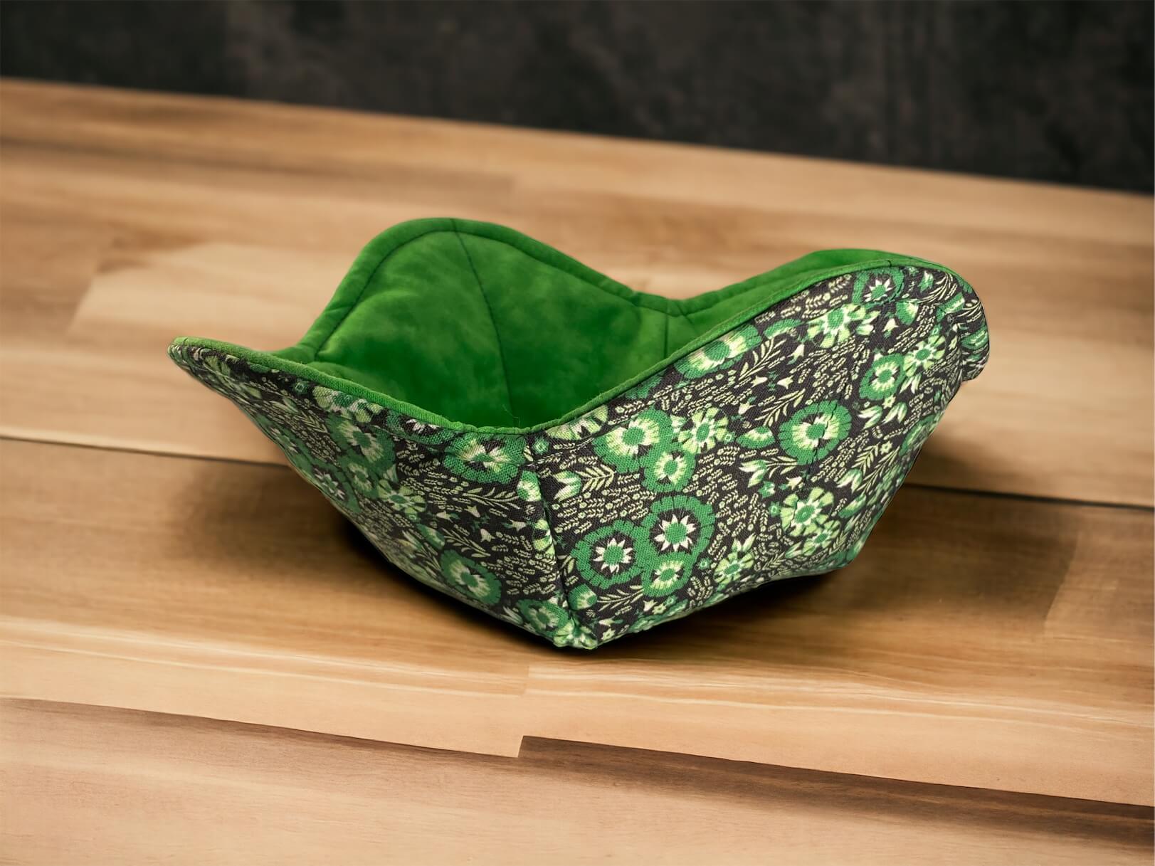 Bright Green Floral Microwave Bowl Cozy