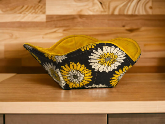 Yellow & Black Flower Bowl Cozy for College Care Package