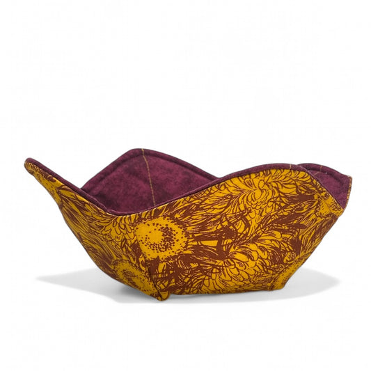 Maroon & Gold Sunflower Microwave Bowl Cozy