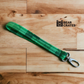 Green Keychain Wristlets with Pixel Fabric that Resembles Sweeper from Minecraft