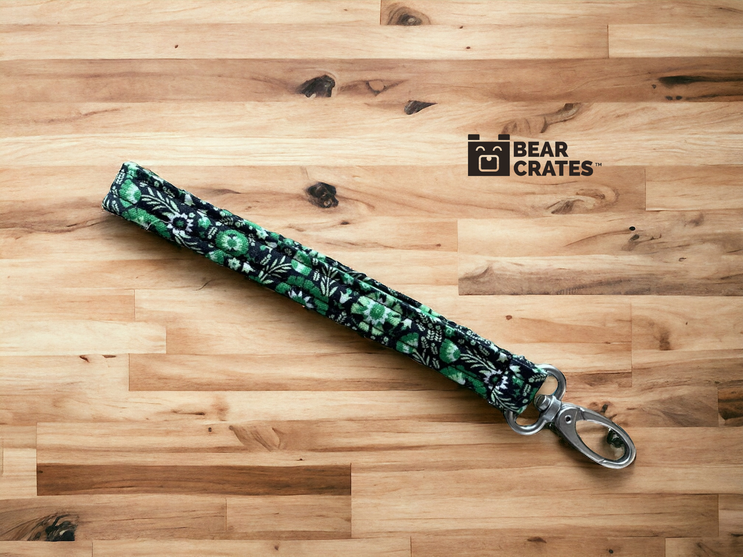 Green Floral Key or Fob Wristlet