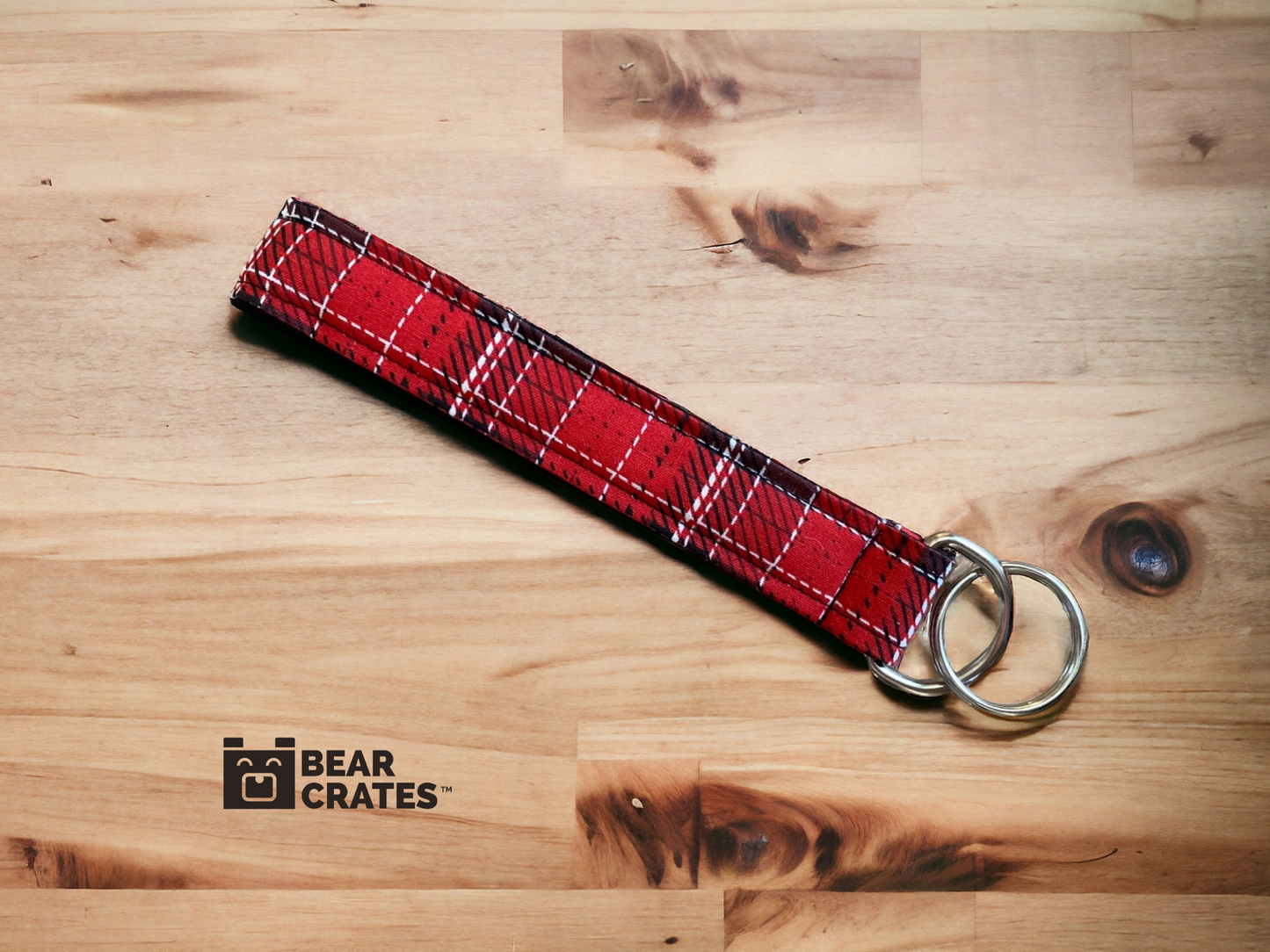 Red Plaid Key or Fob Wristlet