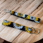 Black and Yellow Floral Keychain Wristlet for Keys or Fob