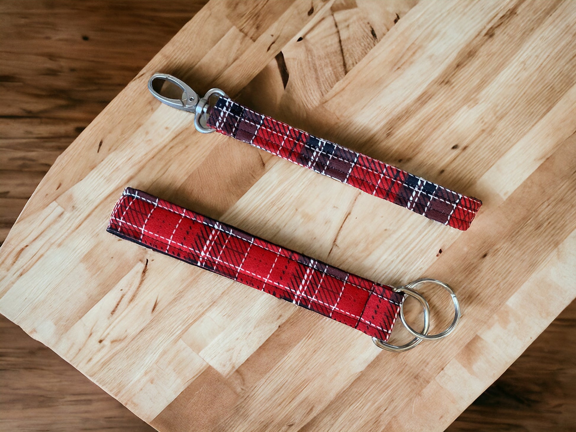 Red Plaid Keychain for Fob or Keys