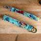 Blue Floral Keychain Wristlets