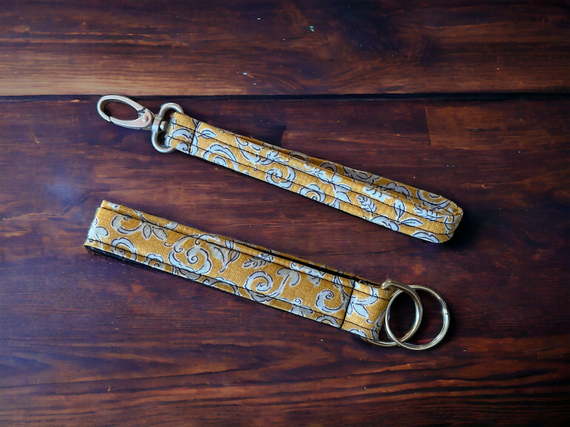 Gold Floral Keychain Wristlet